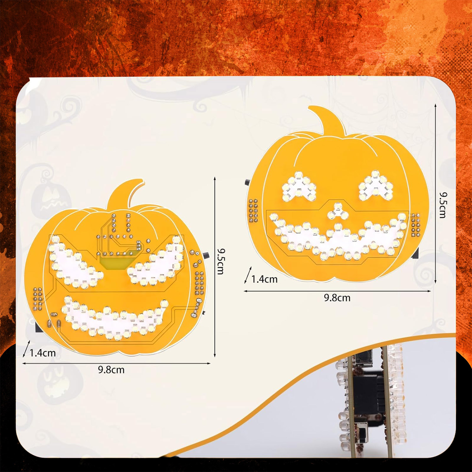 Bausatz: Halloween LED Kürbis Übungsplatine – Lötbausatz für Anfänger