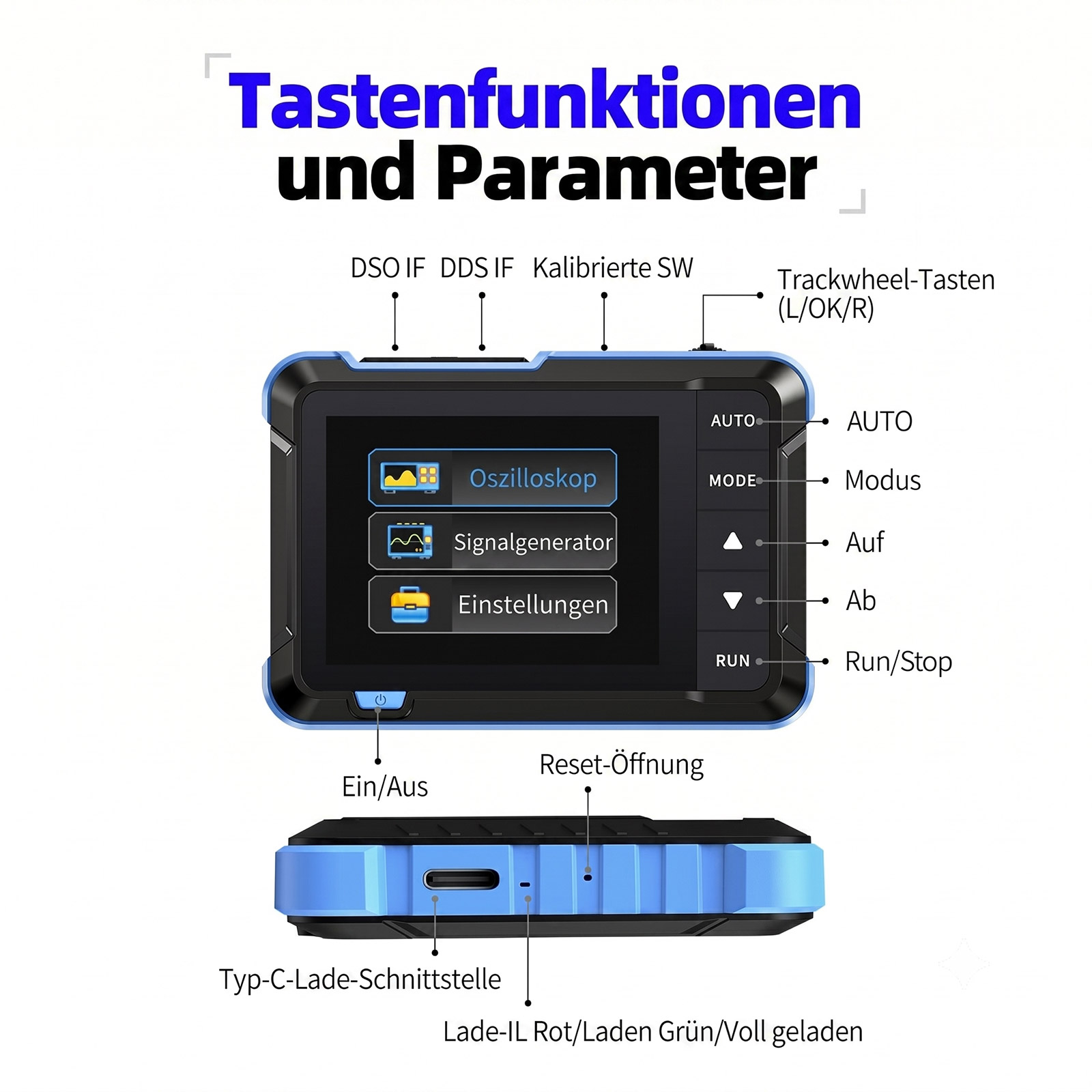 FNIRSI DSO-153 Mini-Oszilloskop mit Signalgenerator – 1 MHz Bandbreite, 5 MS/s, 2,4" Display