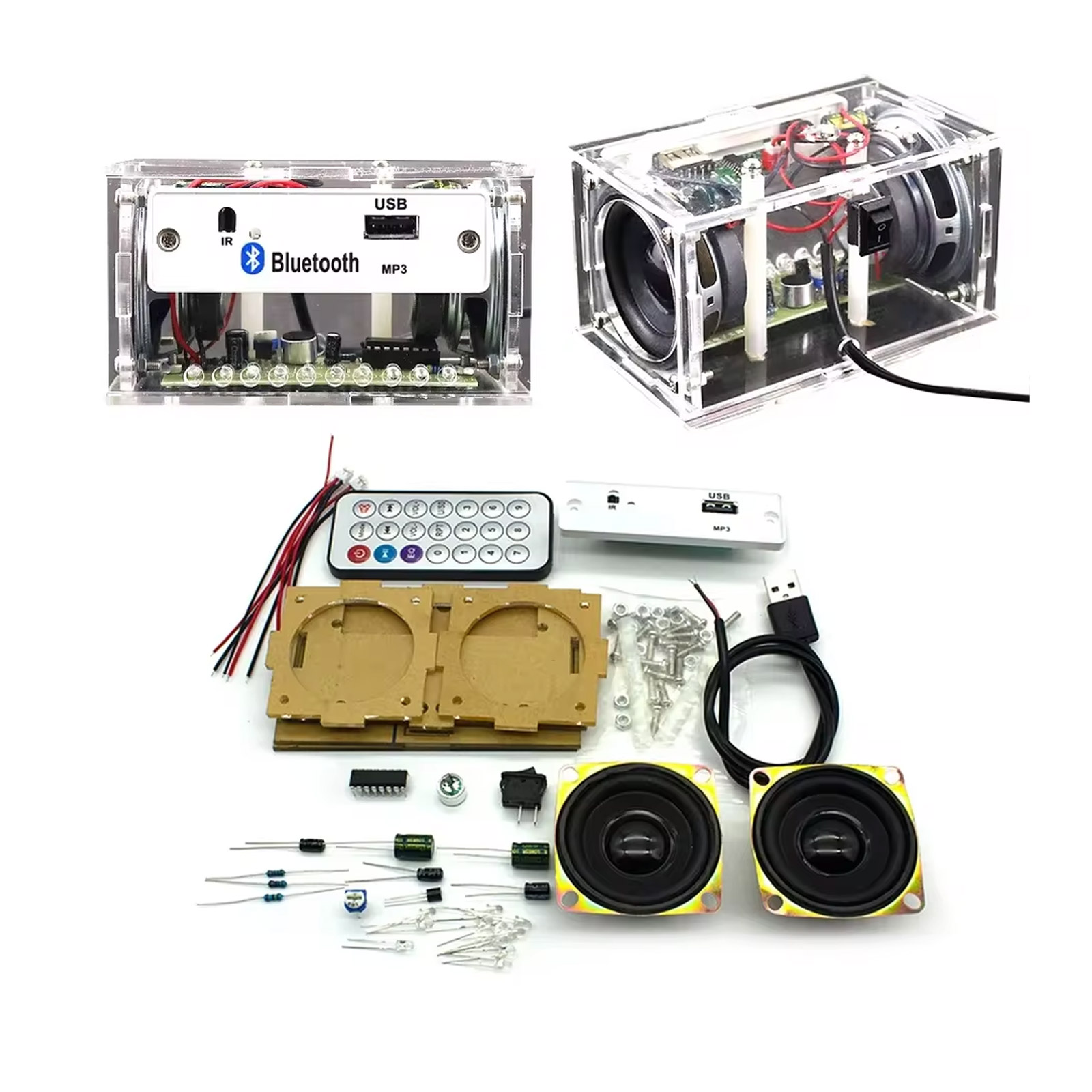 Bausatz: DIY Bluetooth Stereo-Lautsprecher mit LEDs und Fernbedienung