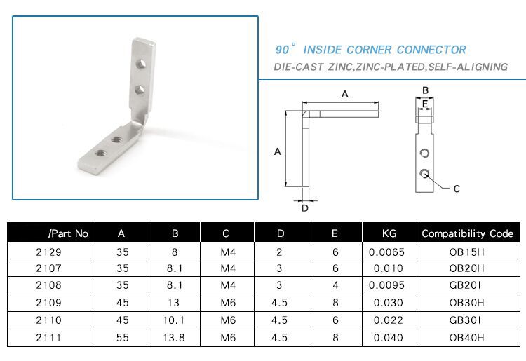 Winkelverbinder 90° für 2020 V-Slot Aluminiumprofile