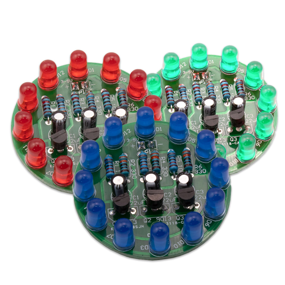 3er-Set LED-Lauflicht Bausatz - Rot, Grün, Blau