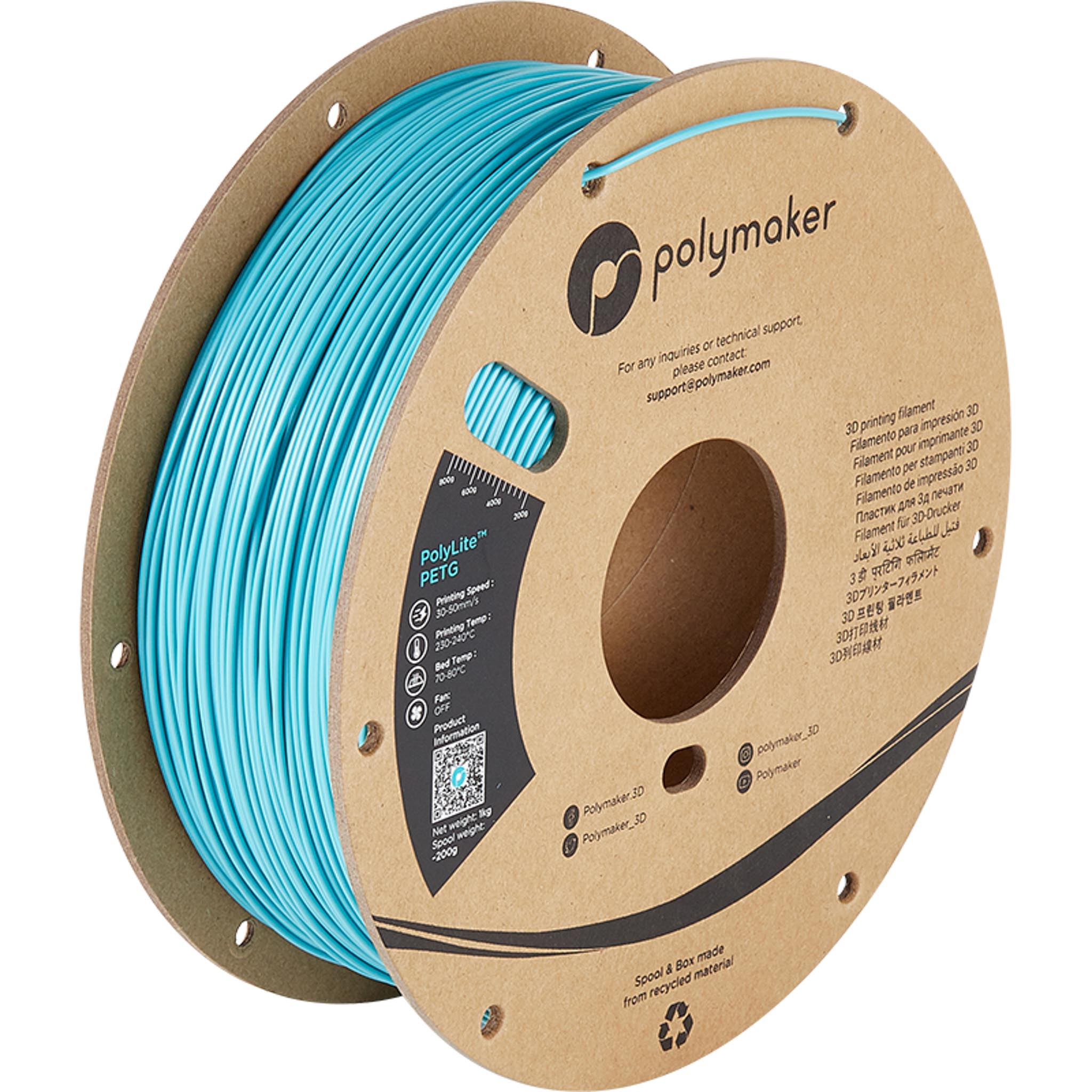Polymaker PolyLite PETG Filament Türkis 1.75mm 1kg