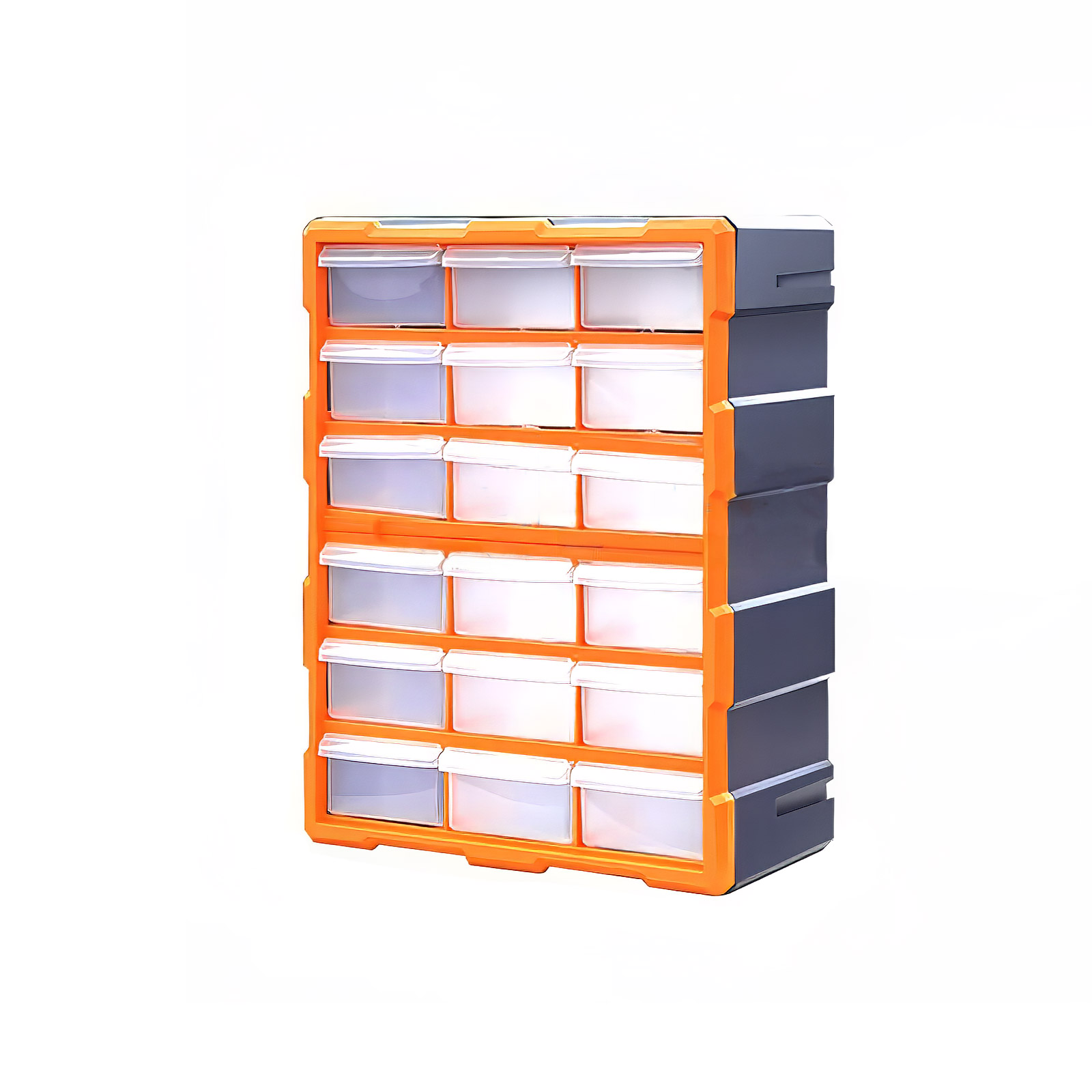 Kleinteilemagazin Sortimentskasten erweiterbar 18 Fächer (Orange)