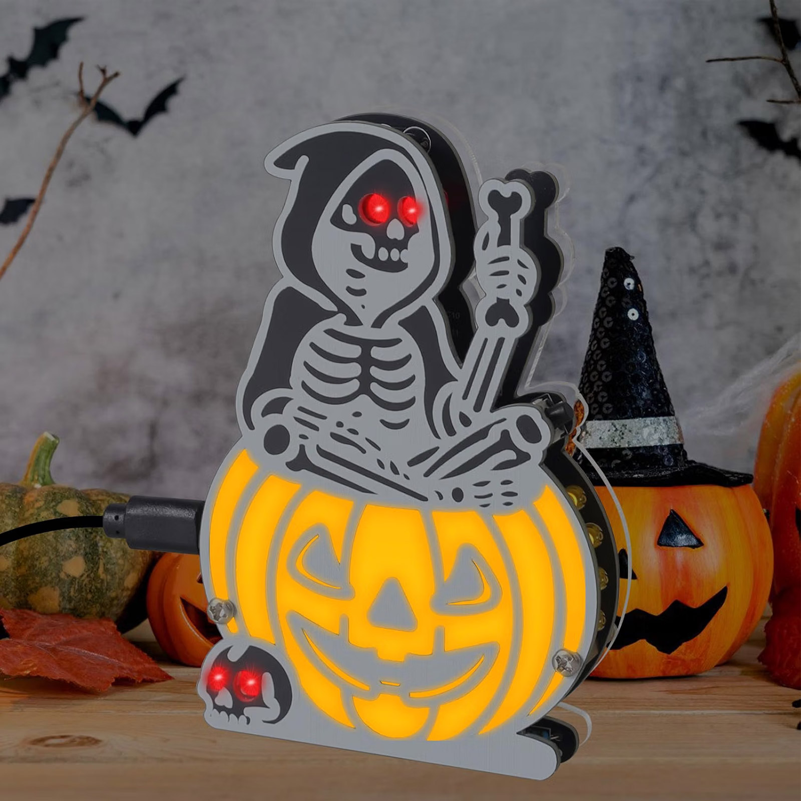 Bausatz Halloween LED Kürbis Skelett Lernkit