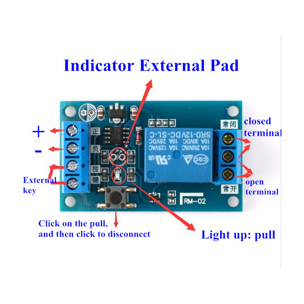 12V Relais Modul mit Start/Stop-Button