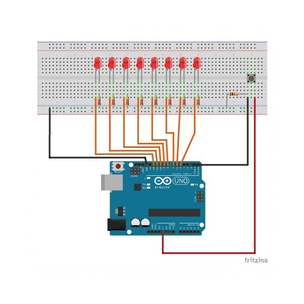 8Bit-LED-Binärzähler mit Arduino