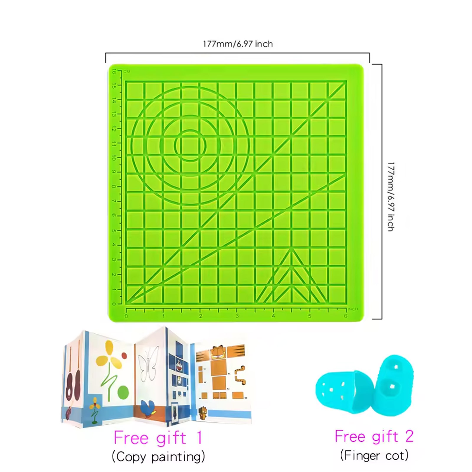 3D-Druckstift Matte Unterlage Design Pad mit geometrischen Formen 177x177mm grün