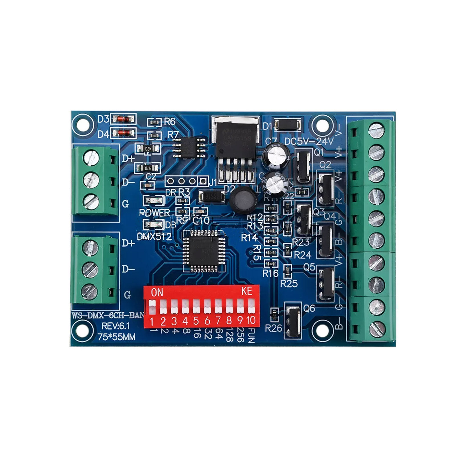 DMX512 RGB LED Decoder 6-Kanal – 4A/CH Controller für 5050 LED Strips 5–24V
