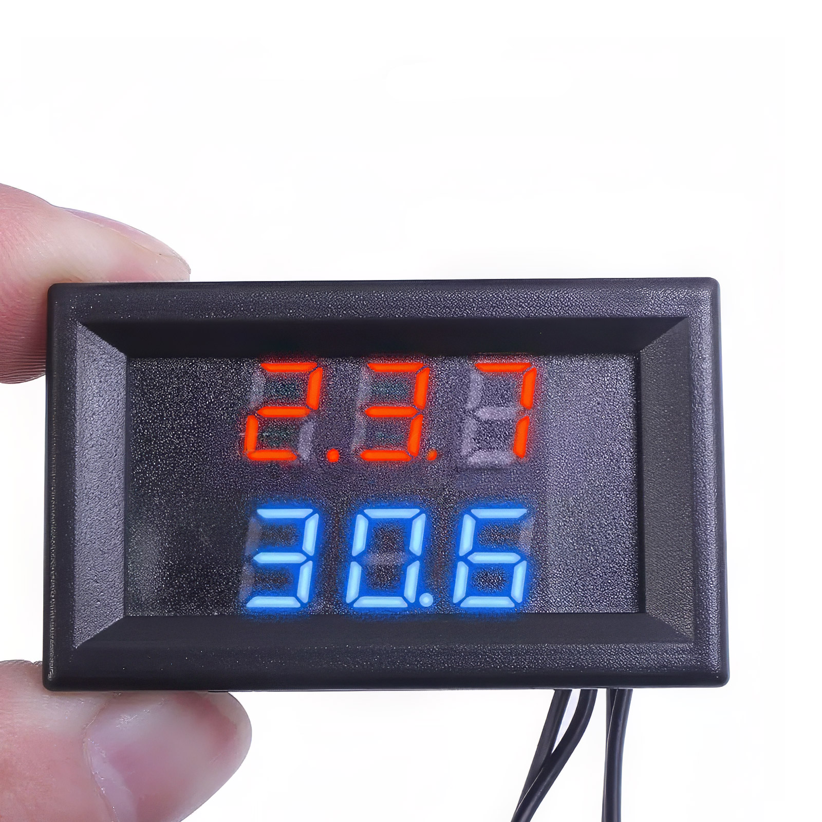 Doppel LED Anzeige mit wasserfesten Temperatursensor DC 4-28V (Rot & Blau)