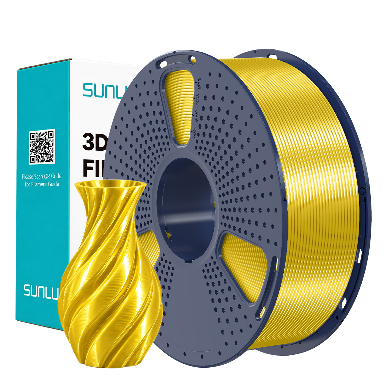 Sunlu Silk PLA+ Filament Yellow 1.75mm 1kg