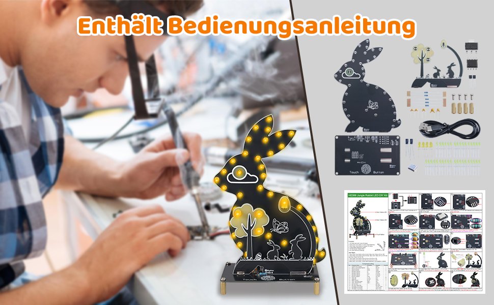 Bausatz Osterhase Nachtlicht mit Touch Control zum Löten