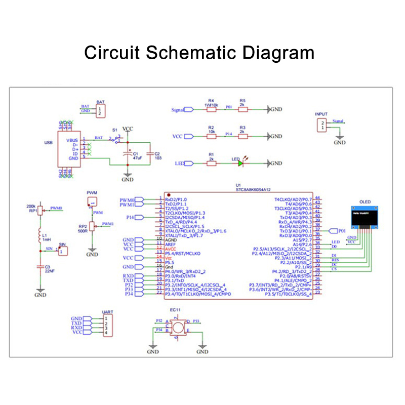 Bausatz: DIY Mini Oszilloskop mit OLED Display und STC8A8K MCU