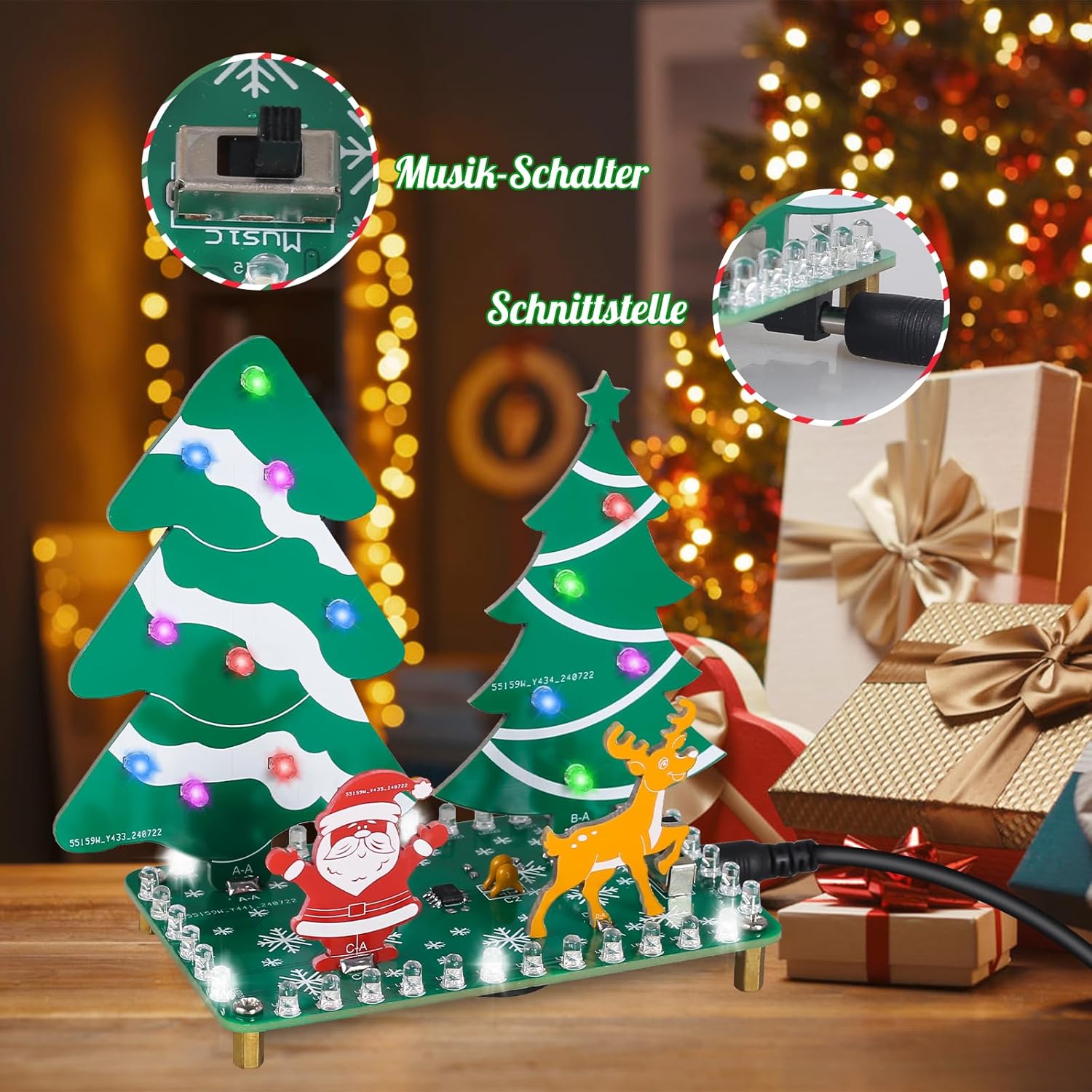 Bausatz LED Weihnachtsbaum mit Musik - Mini Weihnachtswald Lötprojekt
