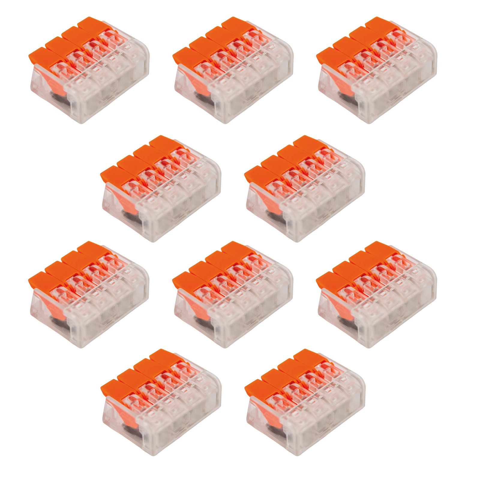 10x Universal Kabelverbinder 4-polig, 250V 32A, schraubenlose Steckklemme