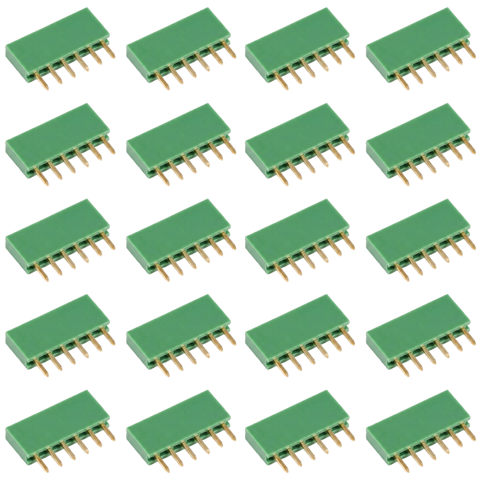 20x Buchsenleiste 6-polig 2,54mm grün