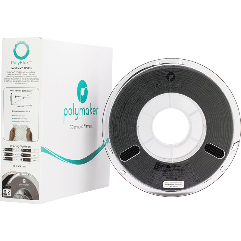 Polymaker PolyFlex TPU95 Filament Schwarz 1.75mm 750g