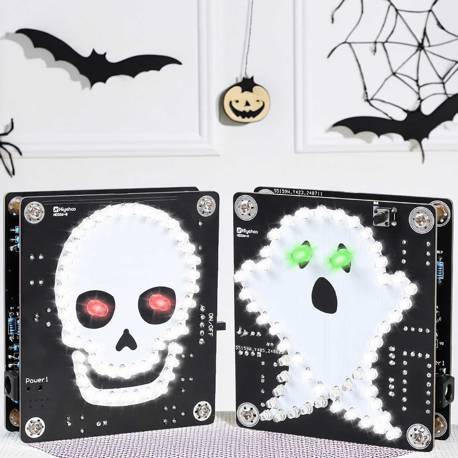 Bausatz: Halloween Totenkopf/Geist zum Löten mit LEDs und Soundeffekt