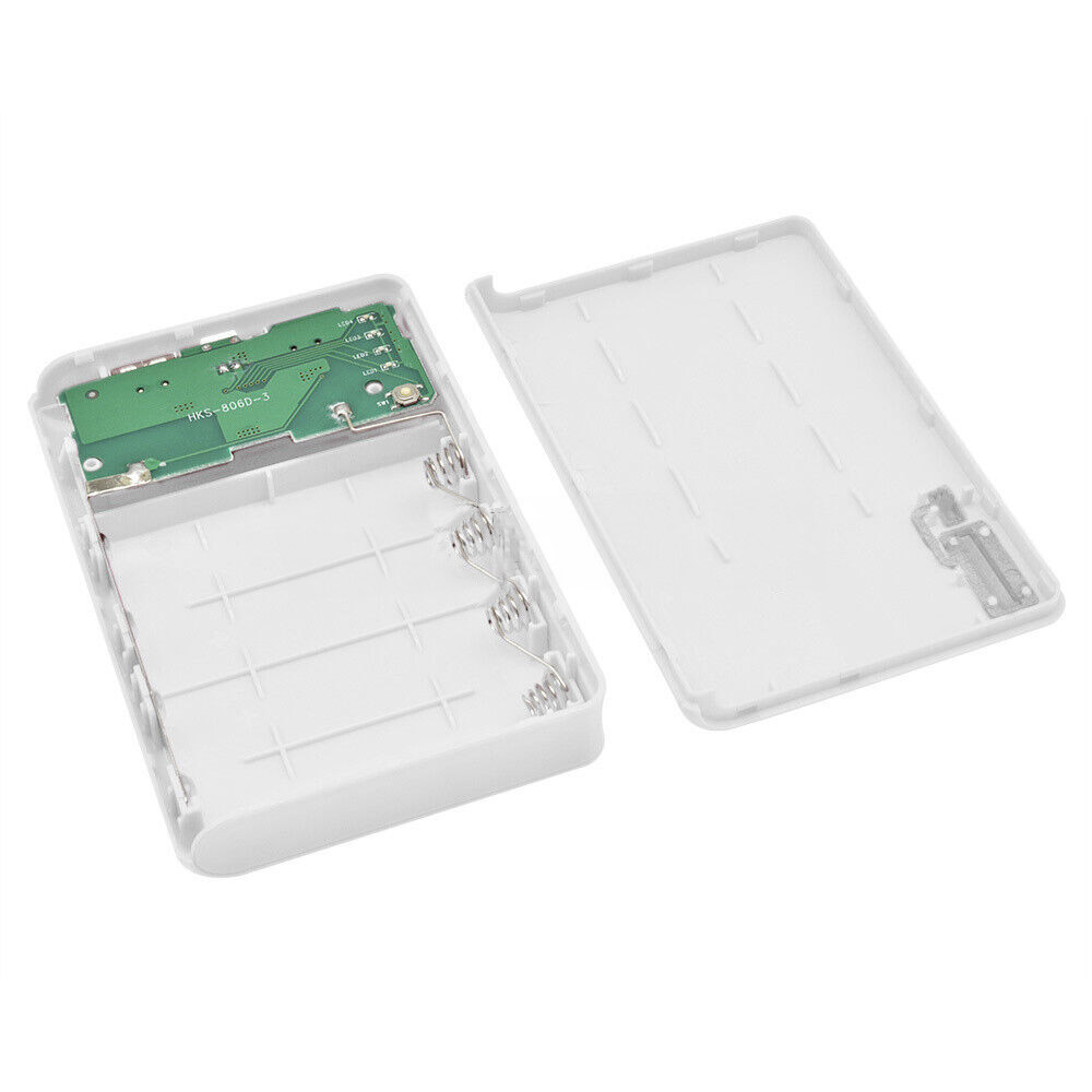Power Bank Gehäuse 20.000mAh Weiß für 4x 18650 Lithiumbatterien