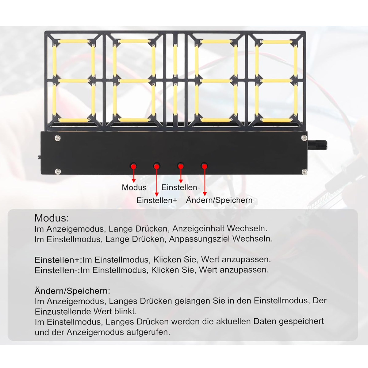 Bausatz 4-Bit Digitaluhr Helligkeitsregelung & Weckfunktion