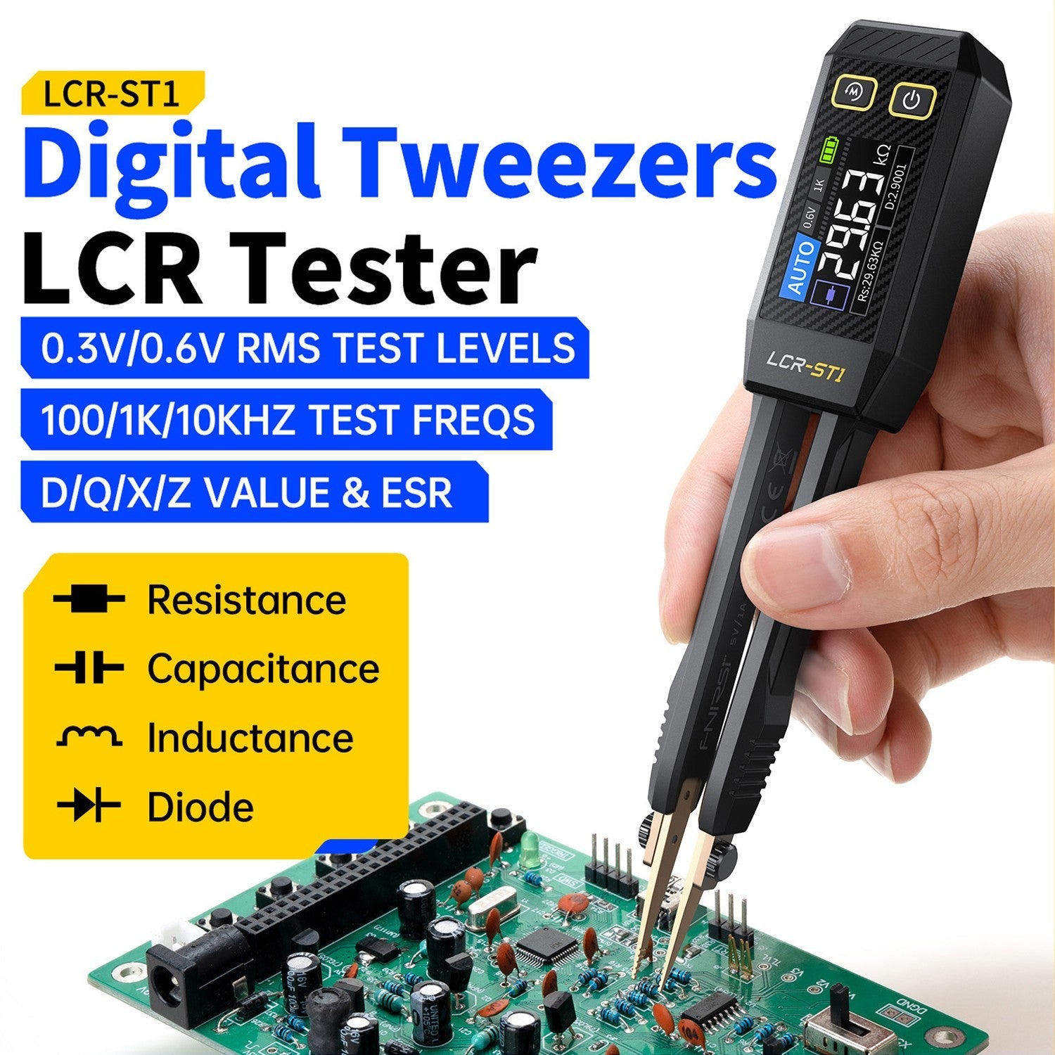 FNIRSI LCR-ST1 Mini Smart Digitalzange LCR/ESR-Messgerät für SMD-Bauteile