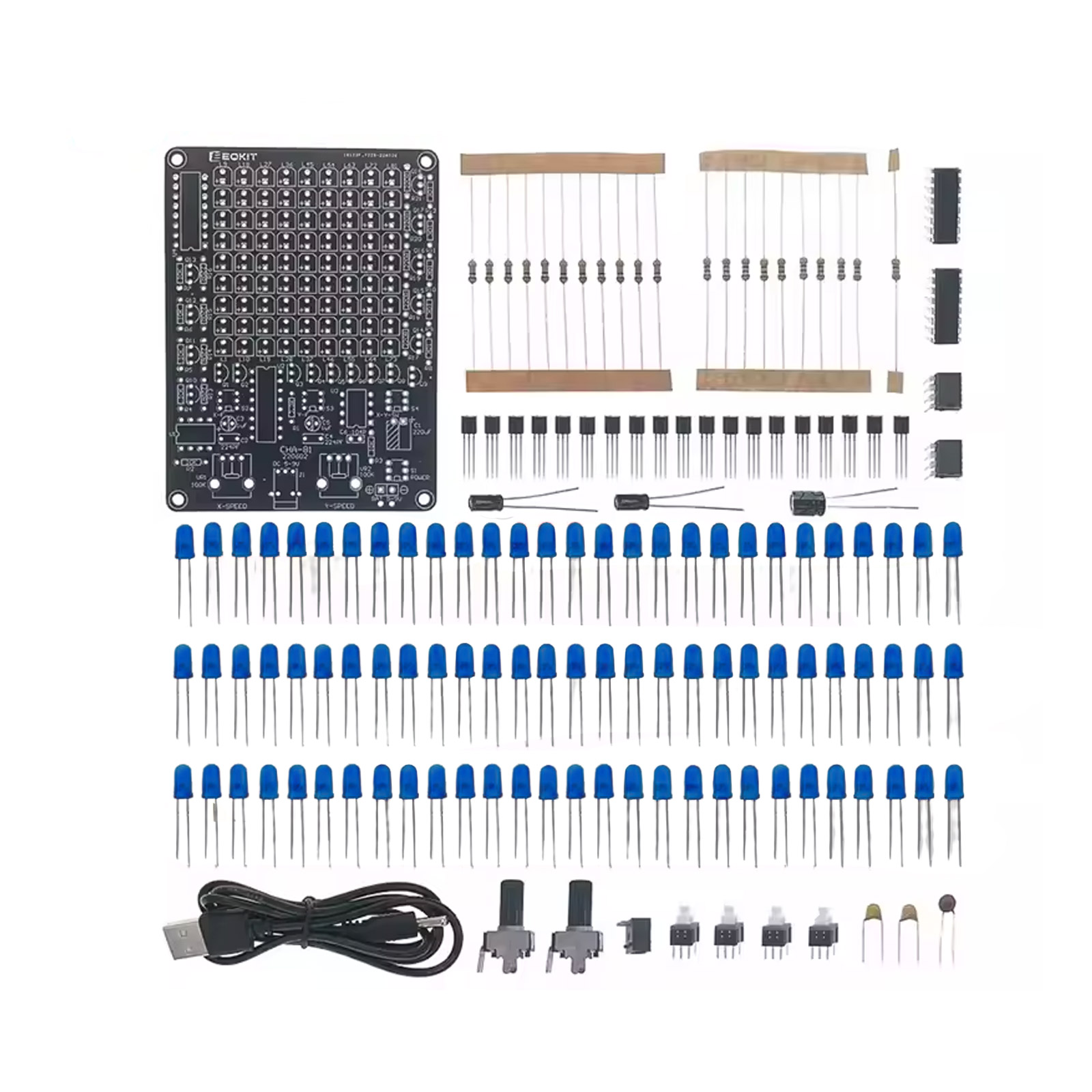 Bausatz: LED Spiel – DIY Lötkit mit 81 blauen LEDs & Lauflichteffekt