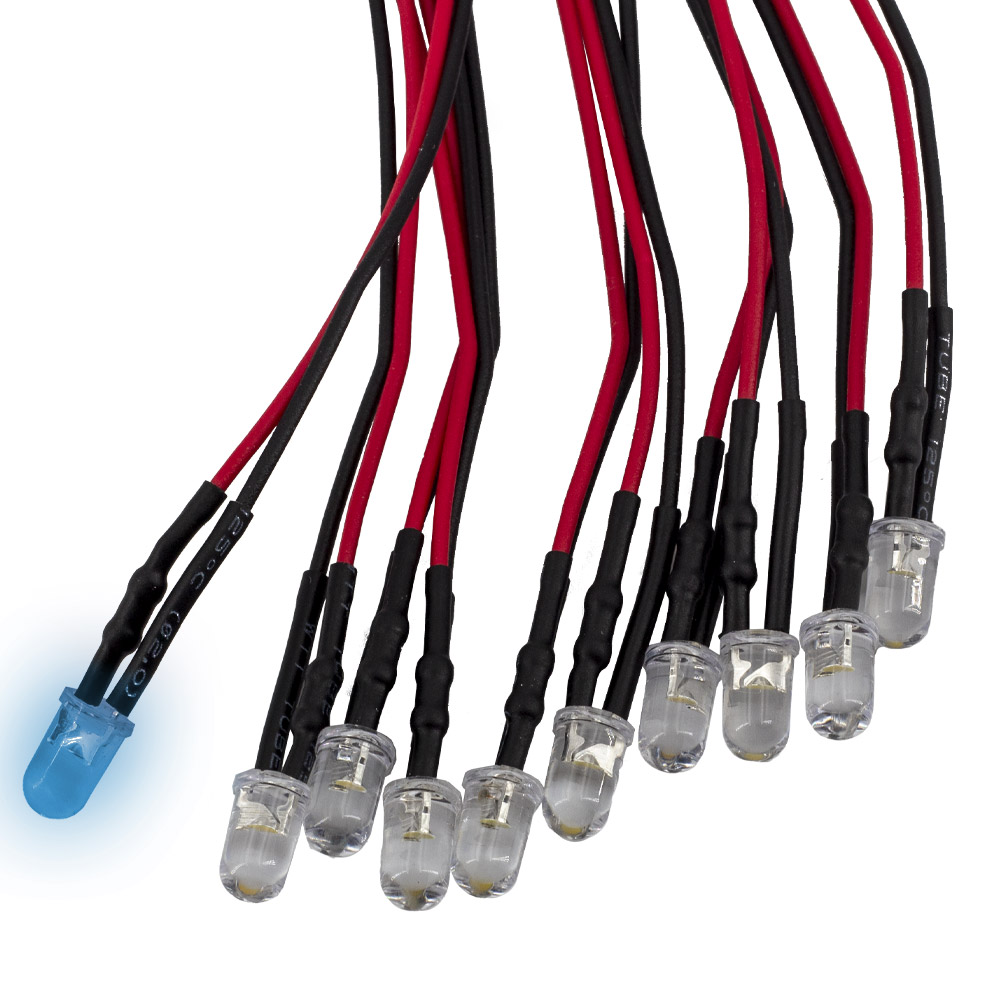 10 Stück 3mm F3 LED Weiss verkabelt 10 Stück 3mm F3 LED Weiss verkabelt