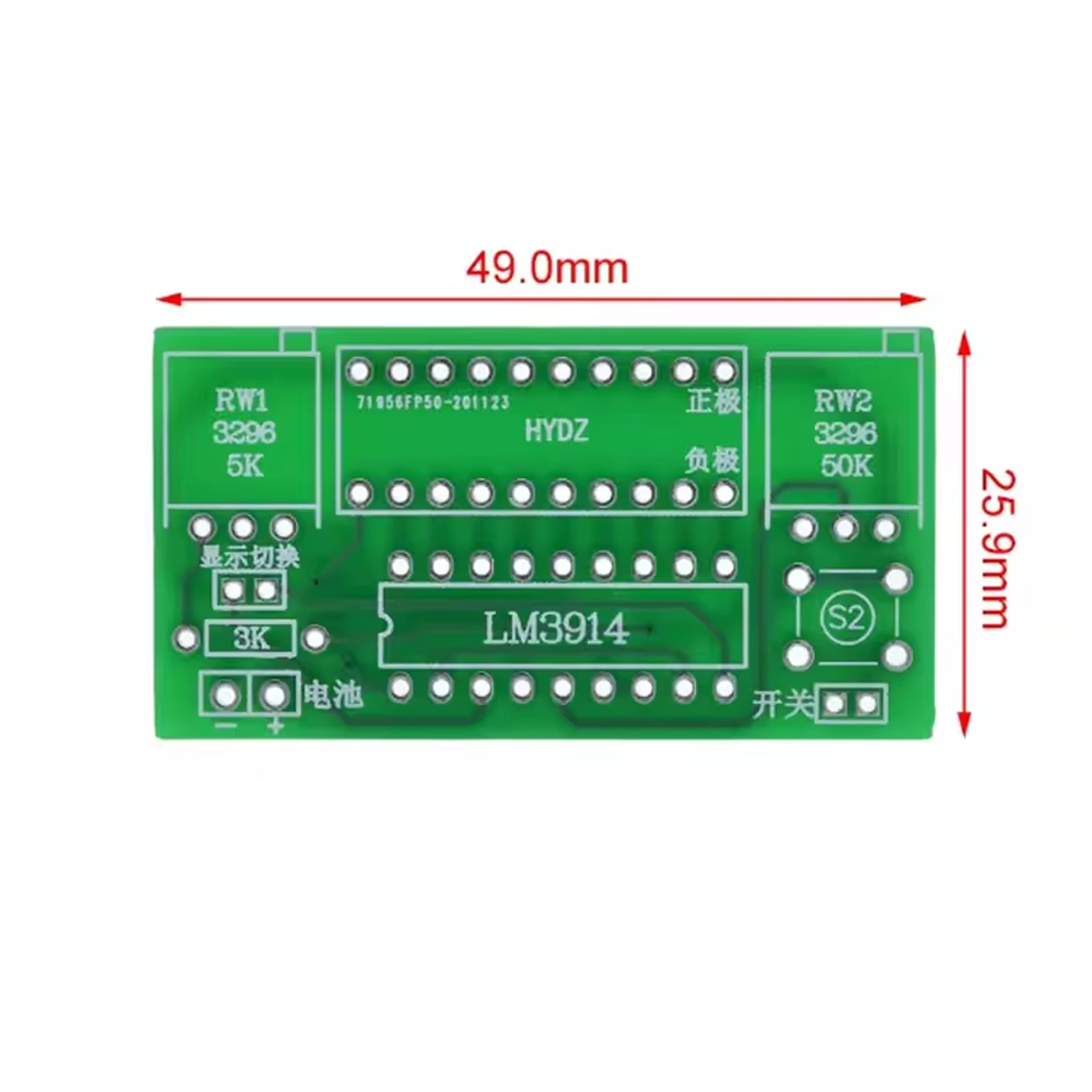 Lötbausatz LM3914 LED Batterieanzeige  – 10-Segment DIY Spannungsmessung 3,7–12 V