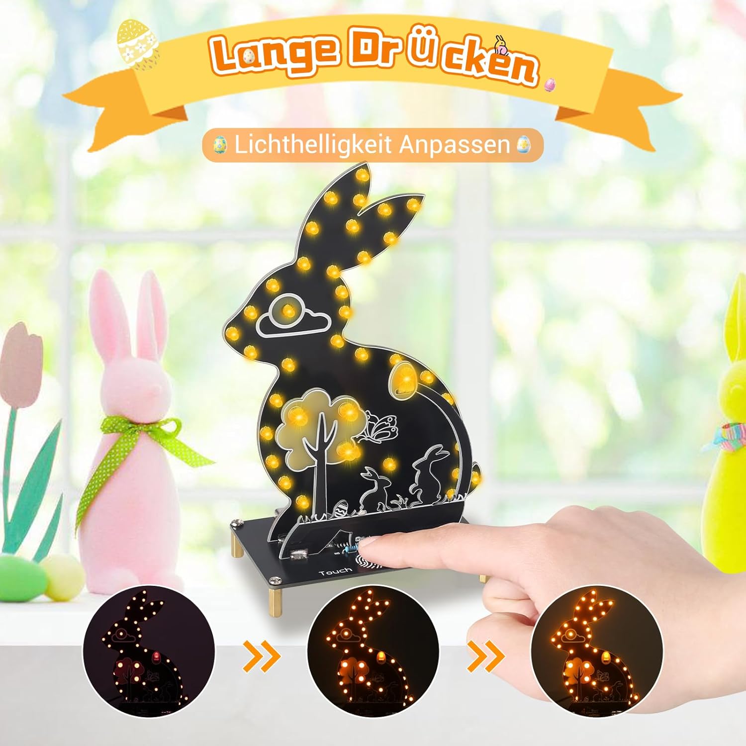 Bausatz Osterhase Nachtlicht mit Touch Control zum Löten