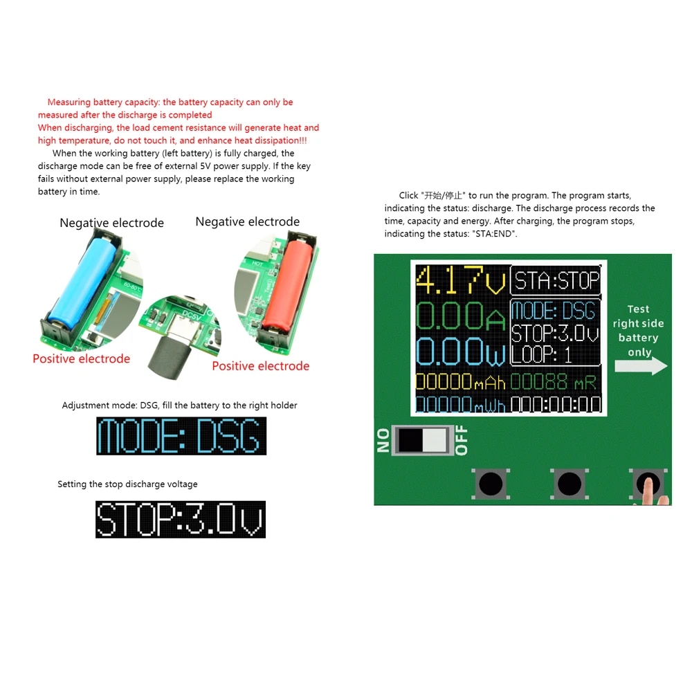Batterie-Kapazität Tester für 18650 Lithium Akku 3.7-4.2V mAh mWh
