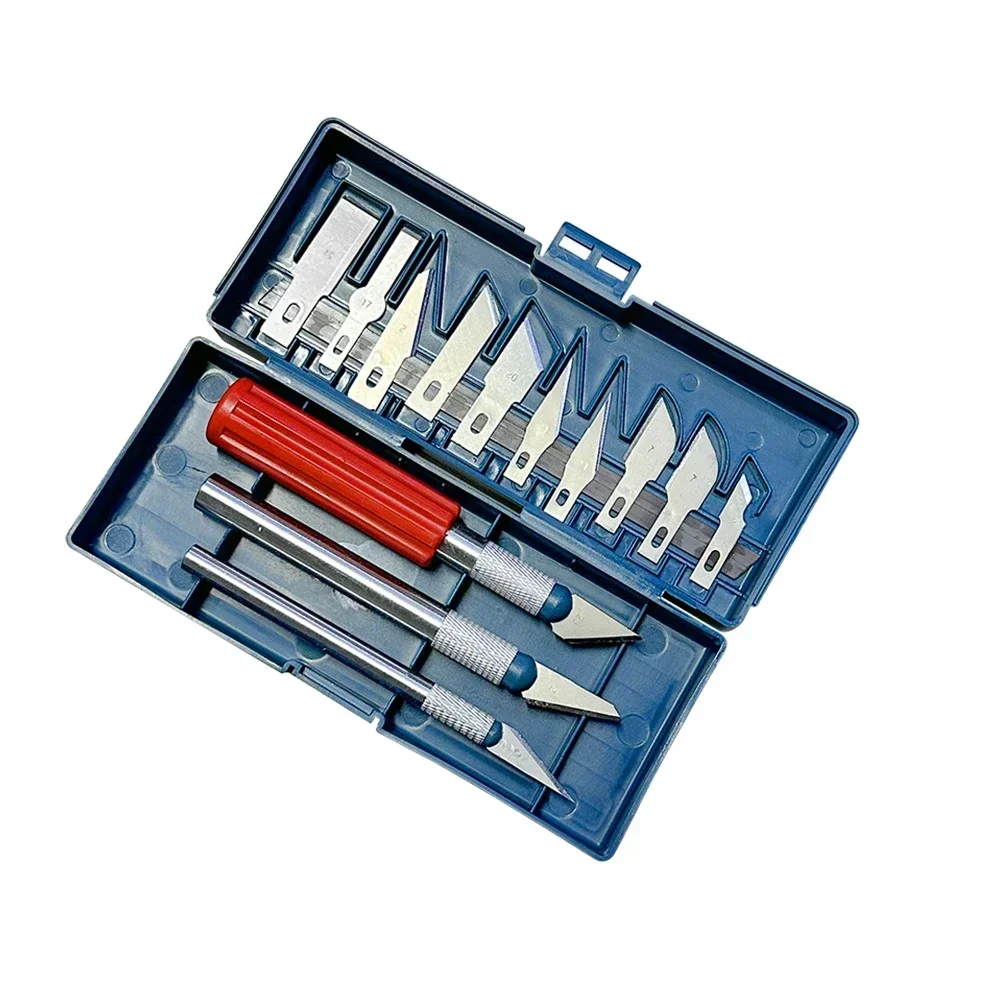 13-in-1 Präzisionsmesser Cutter Set mit 3 Griffen & 13 Klingen im Etui