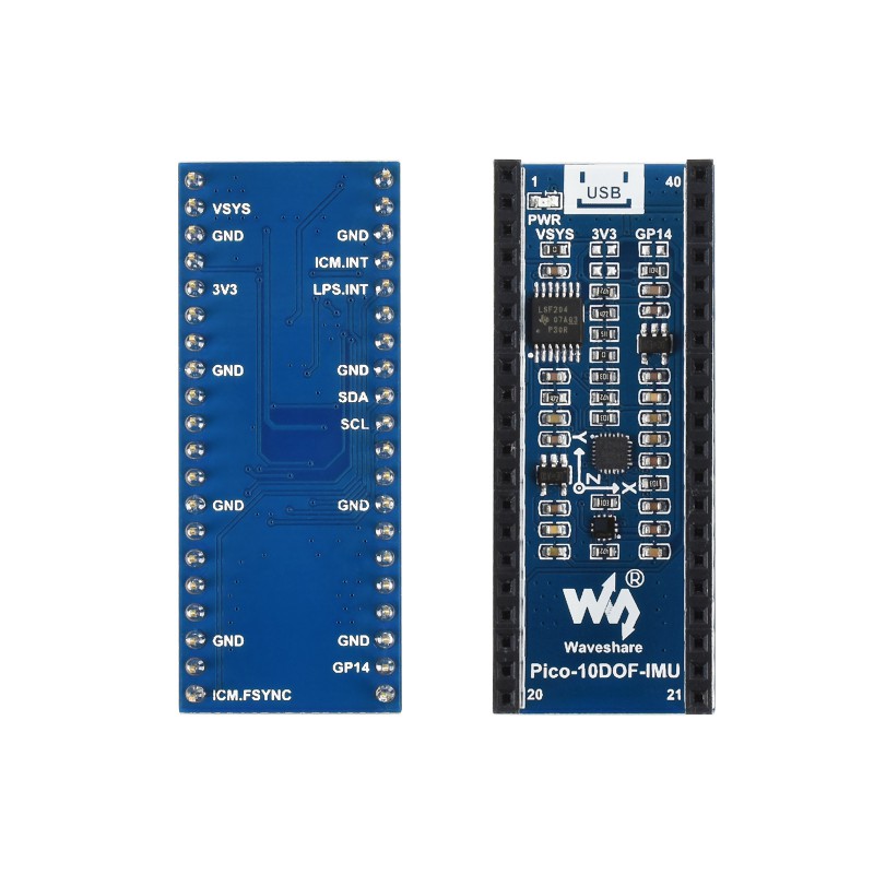 Waveshare 10-DOF IMU Sensor Modul für Raspberry Pi Pico