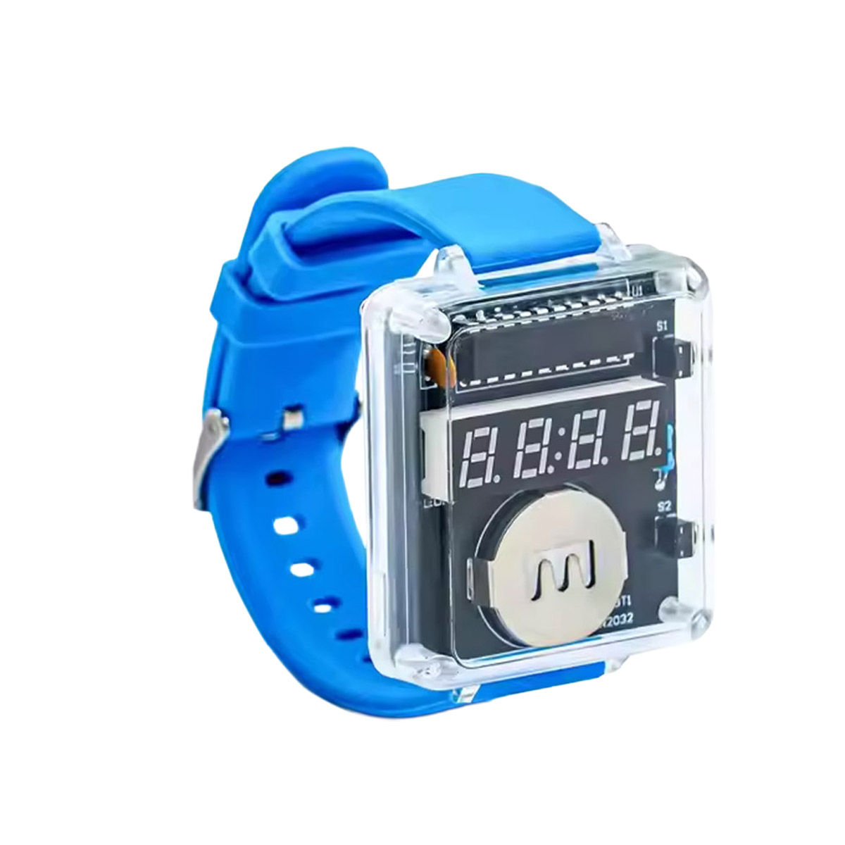 Bausatz DIY Armbanduhr zum Löten (blaues Band)