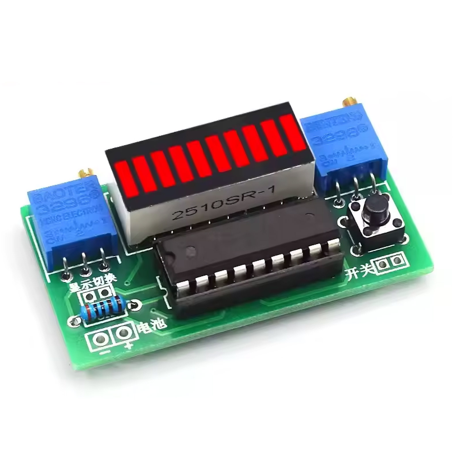 Lötbausatz LM3914 LED Batterieanzeige  – 10-Segment DIY Spannungsmessung 3,7–12 V