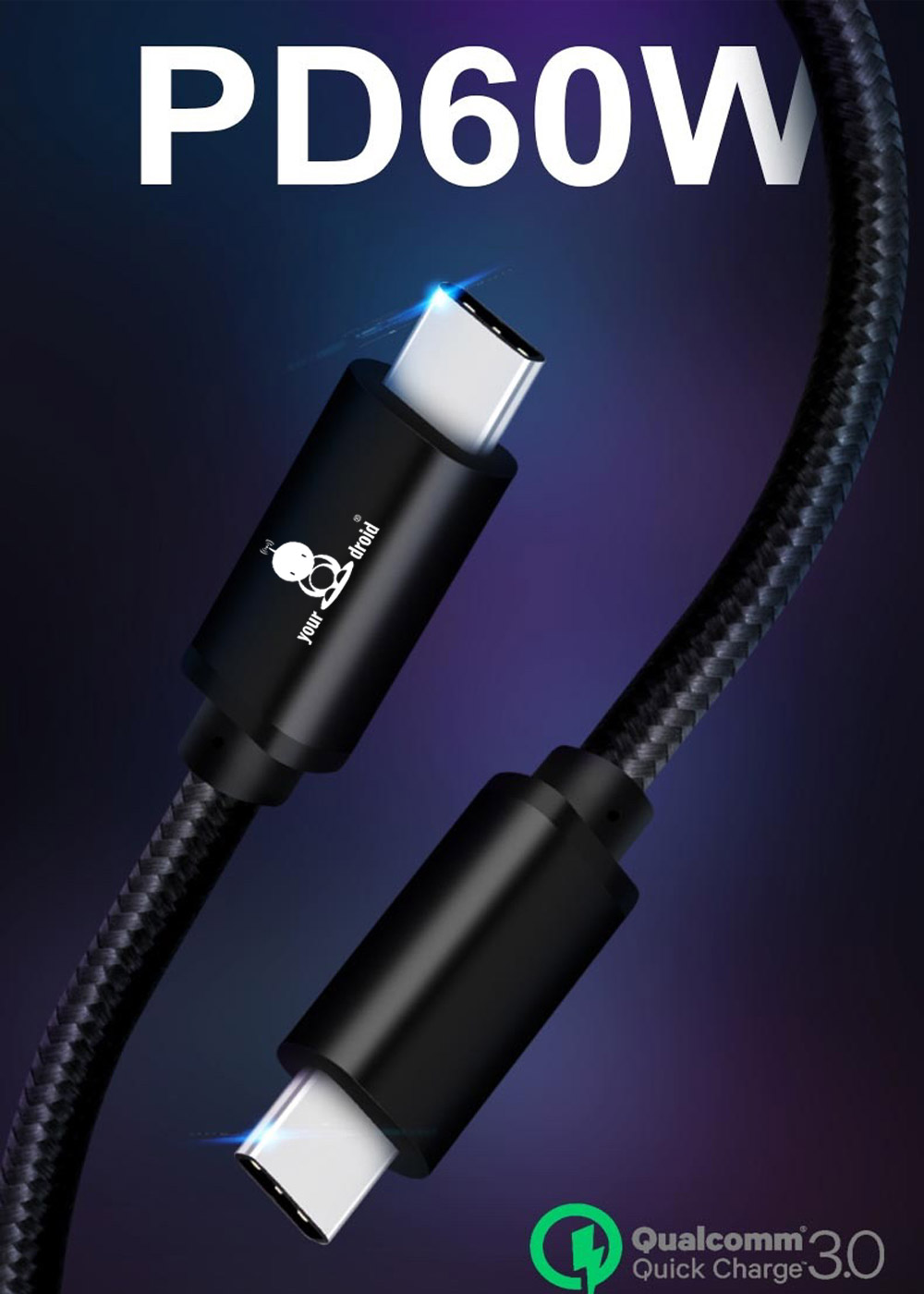 3x USB C Schnellladekabel 60W 1,5m