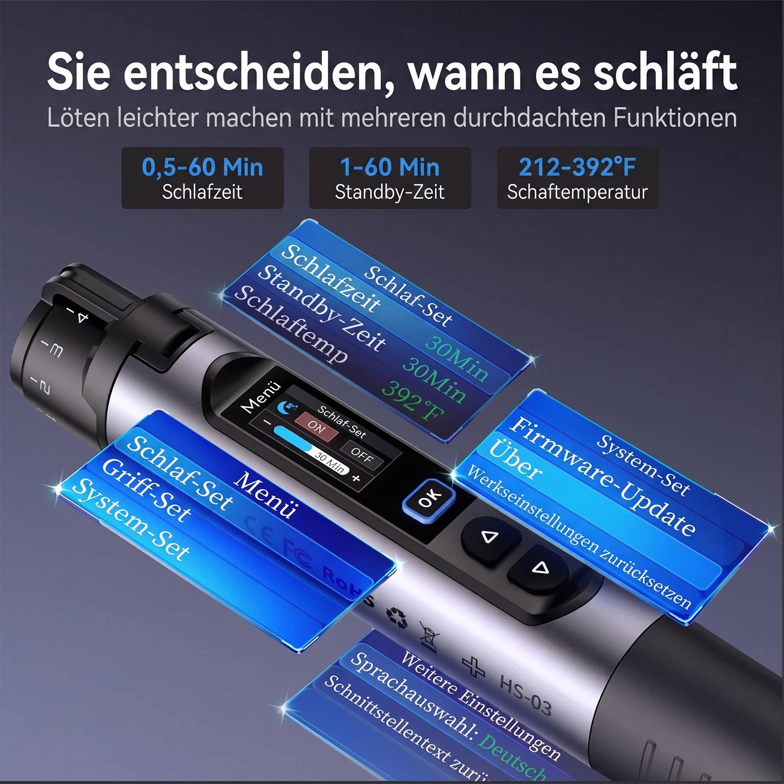 FNIRSI HS-03 Kabelloser Lötkolben 2600mAh USB-C Schnellheizung
