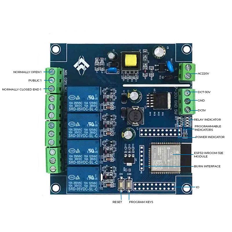 4 Kanal Relais Modul ESP32 Wifi Bluetooth