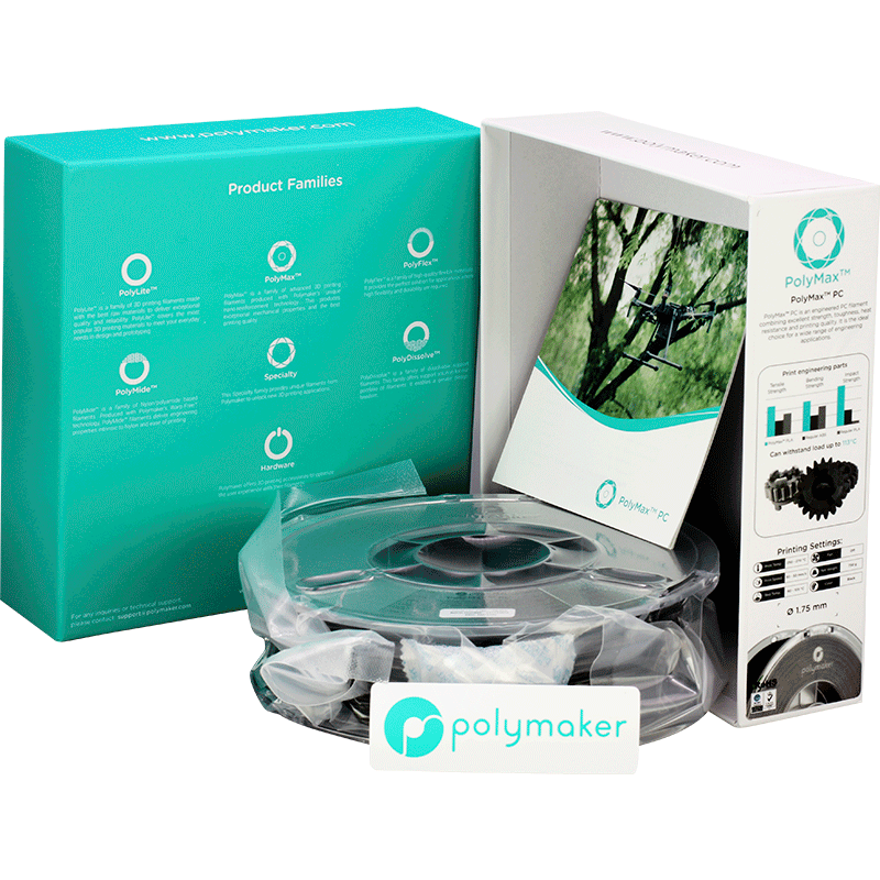 Polymaker PolyMax Tough PC Filament Schwarz 1.75mm 750g