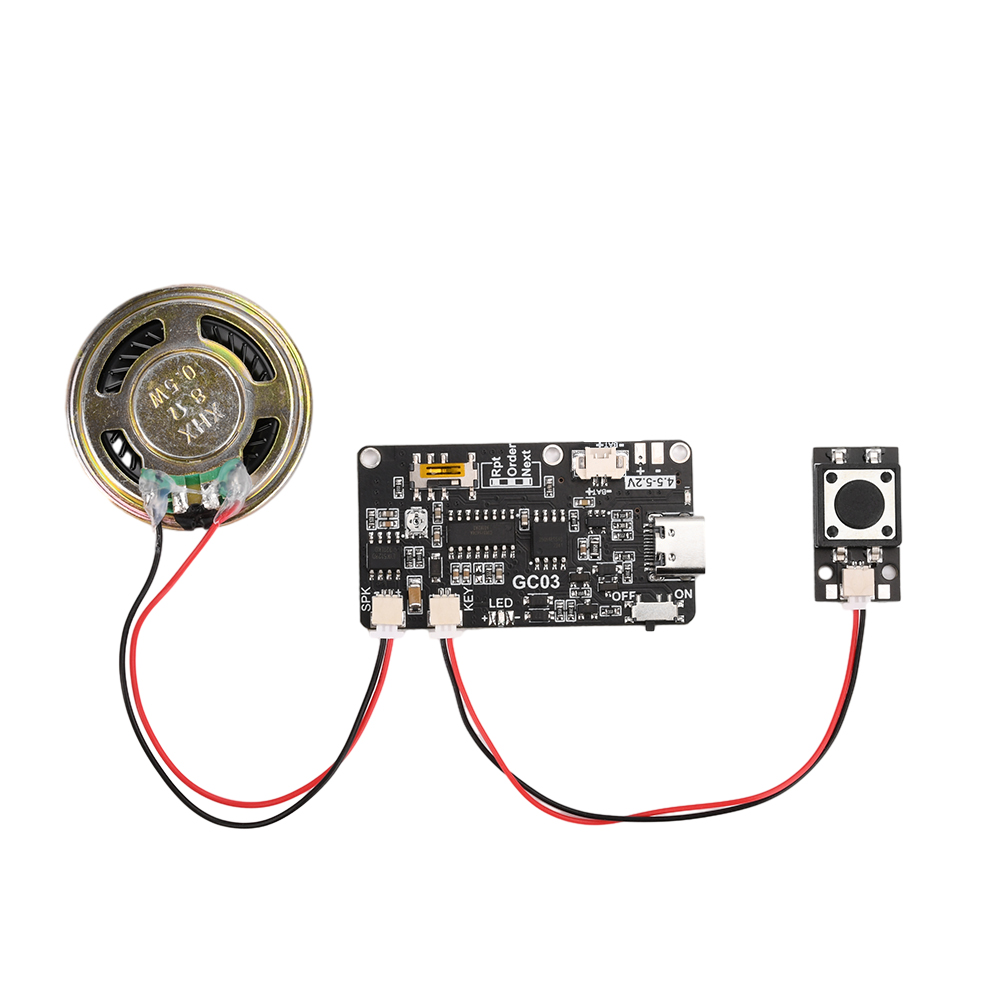 MP3 Soundmodul mit USB-C, Lautsprecher und Taster 1.8MB