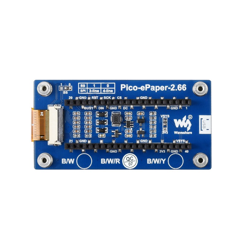 Waveshare 2.66" E-Paper Display Modul (B) für Raspberry Pi Pico 3-farbig