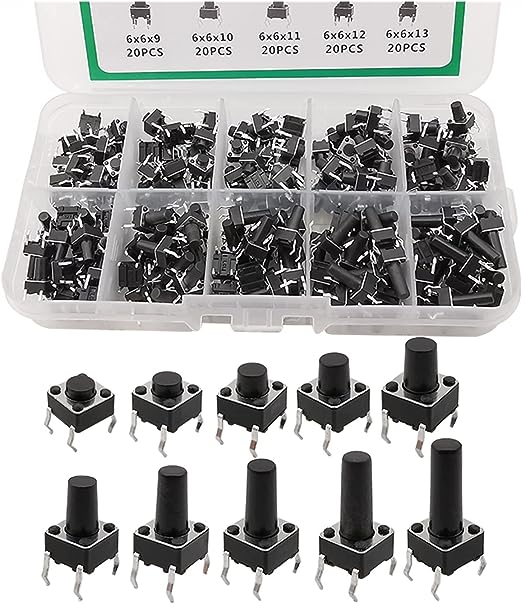 Drucktaster 6x6mm THT Sortiment 200 Stück 10 Größen
