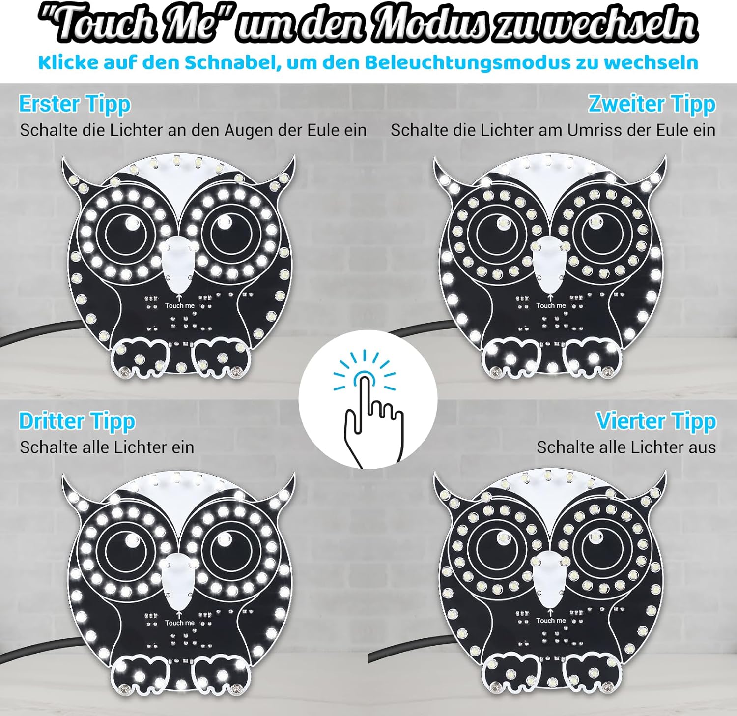 Bausatz Eulenlampe mit Touchfunktion zum Löten