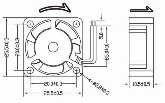 Mini Lüfter 25*25*10mm 24V