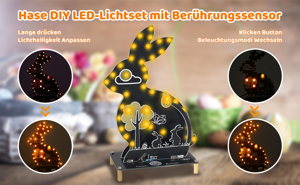 Bausatz Osterhase Nachtlicht mit Touch Control zum Löten