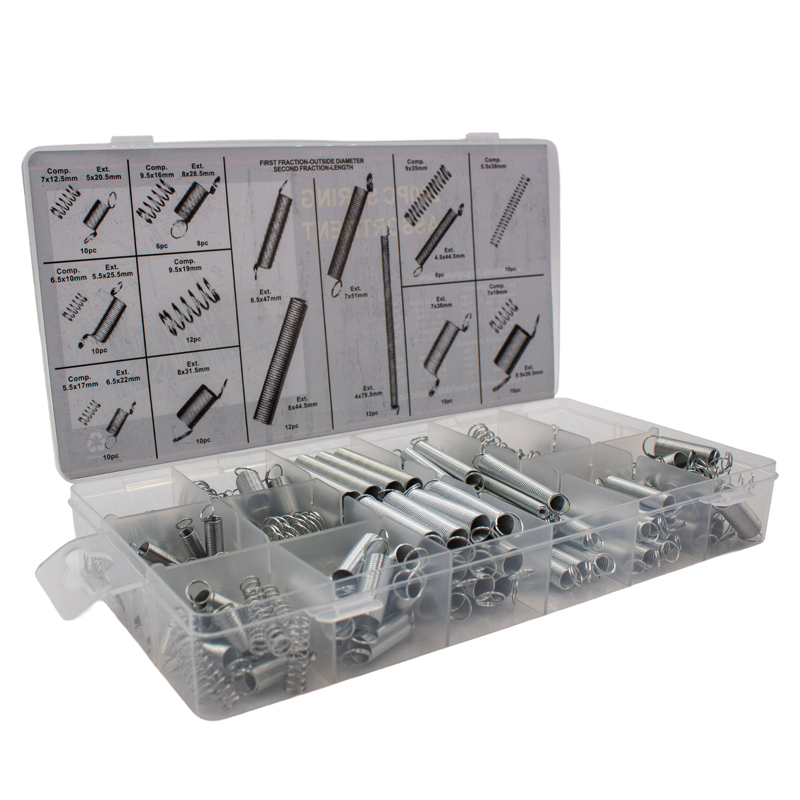 Edelstahl Feder Sortiment Set Druckfedern Zugfedern mit Box 200 Teile