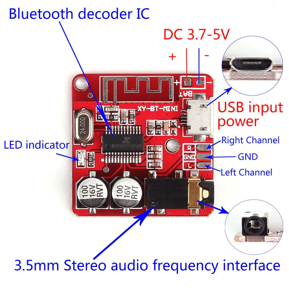 Bluetooth 4.1 Audio Decoder Verstärker Modul XY-BT Mini