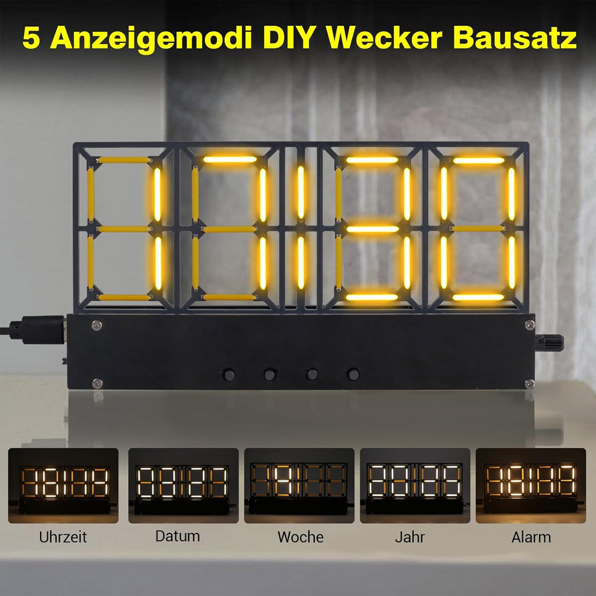 Bausatz 4-Bit Digitaluhr Helligkeitsregelung & Weckfunktion