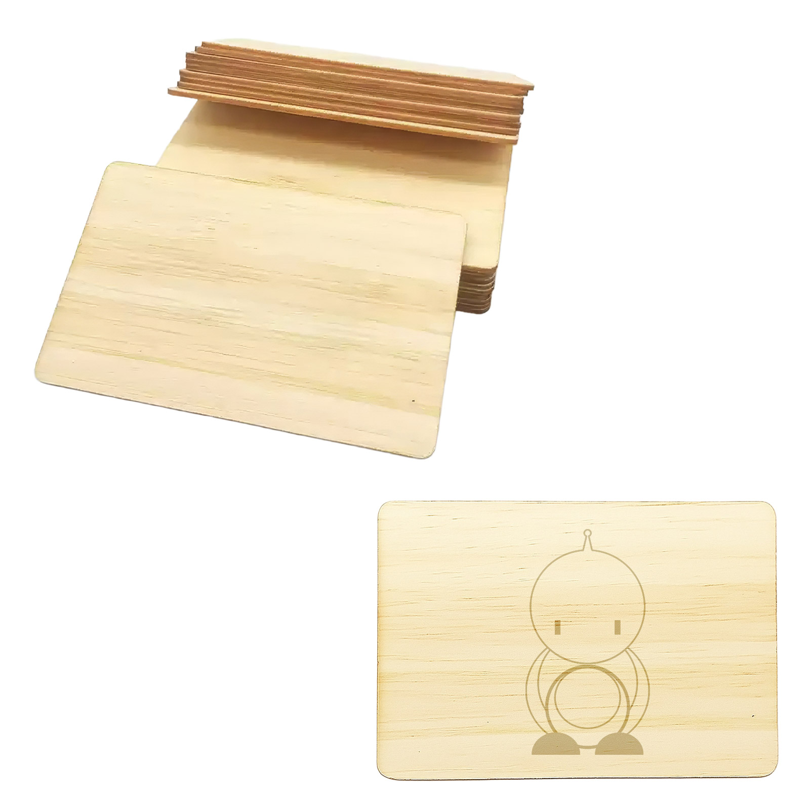 10 NFC213 RFID-Karten aus Bambus– Lasergravurfähige RFID-Tags 13,56 MHz (Bambus)