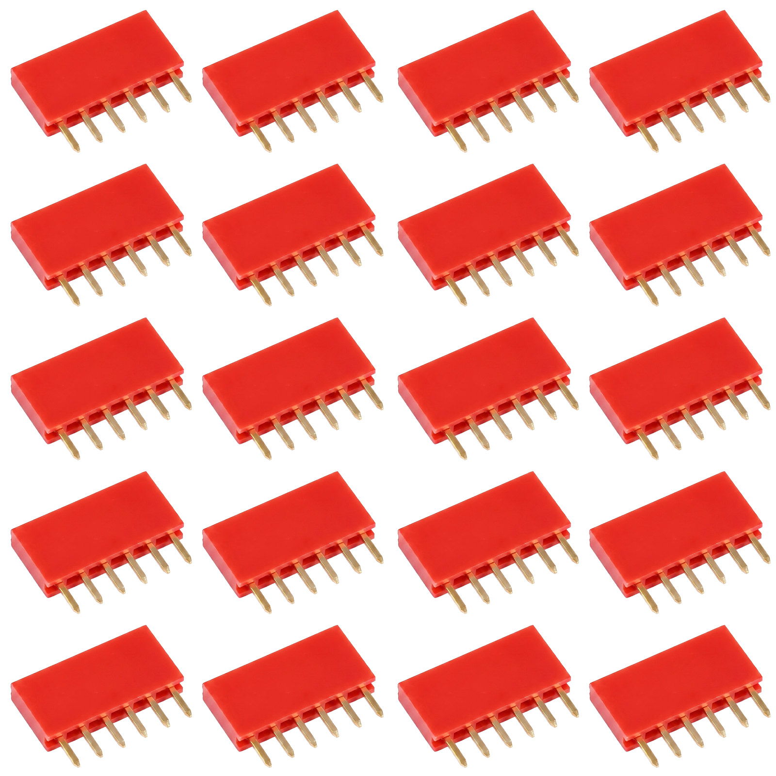 20x Buchsenleiste 6-polig 2,54mm rot