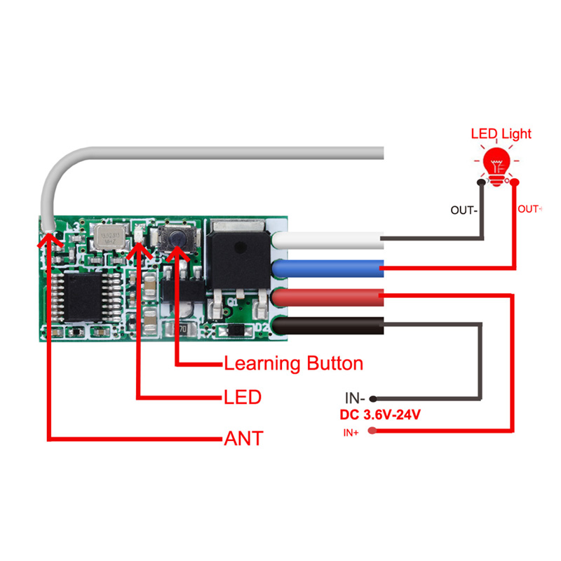 1-Kanal RF Relaismodul 433MHz DC 3.6V-24V mit Empfänger