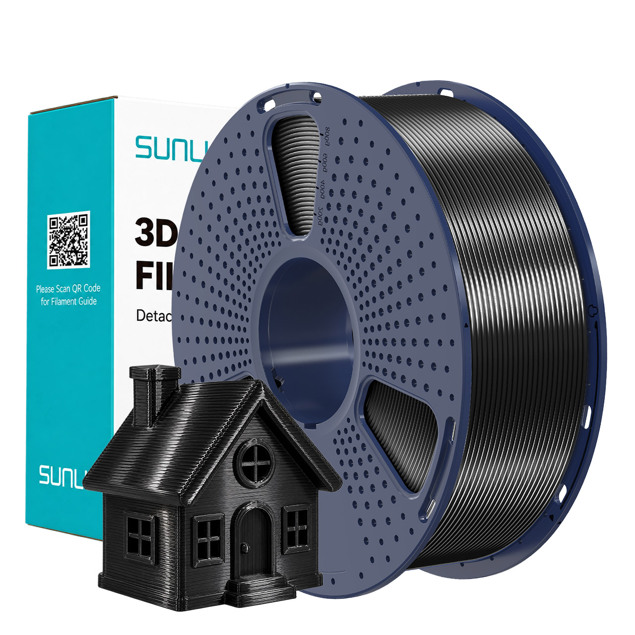 Sunlu Silk PLA+ Filament Black 1.75mm 1kg
